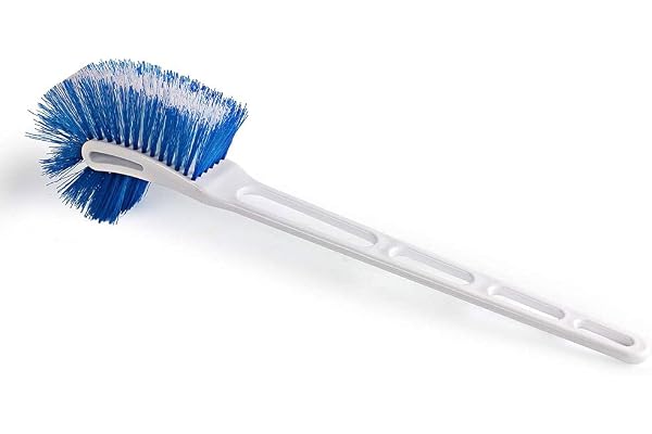Kleeno Cello Plastic by Cello Eco Hockey Toilet Brush Longer Handle Ergonomic Design Angular Design to Reach All Corners Set of 1, Blue & White