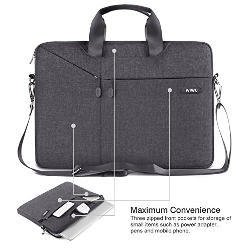 WIWU Wasserdichte Nylon Laptop Aktentasche für MacBook Air / Pro Retina 15 Zoll Oxford Sleeve / Surface Book / Ultrabooks bis 15,6″ Notebooks Hülle Tasche Bag mit Schultergurt Dienstreise Schutzhülle ( Grau 15 Zoll ) - 4