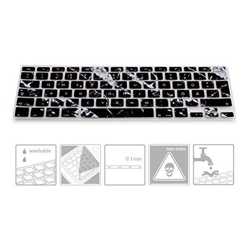 kwmobile Tastaturschutz Apple MacBook Air 13“/ Pro Retina 13“/ 15“ – QWERTZ Silikon Laptop Tastaturfolie – Notebook Tastaturschutzfolie Marmor Design Schwarz Weiß - 3
