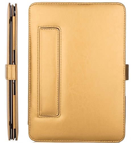 MOSISO Premium Qualität PU Leder Schutzhülle Tasche Hülle Sleeve Aktentasche Case für MacBook Air 13 Zoll (A1369 / A1466), Gold - 8