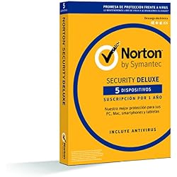 Norton Security Deluxe 2019 - Antivirus, PC/Mac/iOS/Android, 5 dispositivos, 1 año