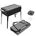 Produktbild 4big.fun Holzkohlegrill Klappbar aus Stahl (2mm) inkl Grillrost, Grillpresse und Tasche - Mangal für 8 Spieße für Schaschlik, BBQ (Klappgrill)