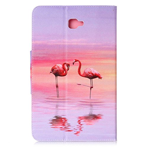 Samsung Galaxy Tab A 10.1 T580 Ledertasche Smart Cover,Samsung Galaxy Tab A T580 Hülle,Ekakashop Ultradünn Fashion Bunt Zwei Flamingos Muster Painting Flip Cover im Bookstyle Kunstleder Schutzhülle Magnetverschluss PU Leder Schale Ständer Hülle Case TPU Innere Tasche Etui mit Magnetverschluss Wallet Kreditkarte Card Holder Slot für Samsung Galaxy Tab A SM-T580 SM-T585 10.1 Zoll + 1x Kostenlos Ständer (Farbe zufällig) - 3