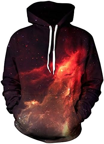 HIDRRU Star Men And Women Men And Women With Digital Printing Loose Hooded Sweater Big Yards Baseball Uniform, M