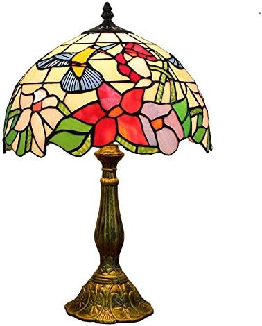 European Retro Tiffany Style Table Lamp E27 Bulb Stained Glass Living Room Dining Room Bedroom Bedside 12inch