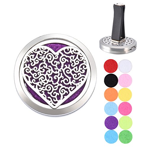 Diffusore Acciaio Inox Diffusore Oli Essenziali Per Auto Vicloon - 2 Pezzi Con 50 Feltrini Lavabili, In Acciaio Inox, Per Aromaterapia Profumatore Auto Uomo