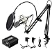 Microphone à Condensateur XLR à 3,5 mm podcasting Studio Enregistrement Professionnel Kit micro avec Alimentation Fantôme 48V et Convertisseur AC EU Noir
