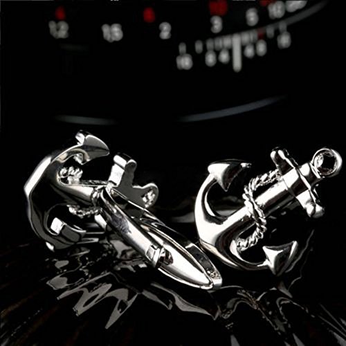 [ Kostenlose Lieferung – 7-12 Tage] Mann Hemd Anzug Hochzeit Anchor Manschettenknöpfe Edelstahl Manschettenknöpfe Silberne Fest Geschenk BML® // Men Shirt Suit Wedding Anchor Cufflinks Stainless St - 4