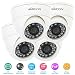 Produktbild KKMOON 800TVL Security Kit mit 4ST CCTV Kamera + 4ST 60ft Video Kabel IR-CUT Startseite PAL Überwachungssystem (Strom Stecker: 1 = EU / 2 = US / 3 = UK / 4 = AU)