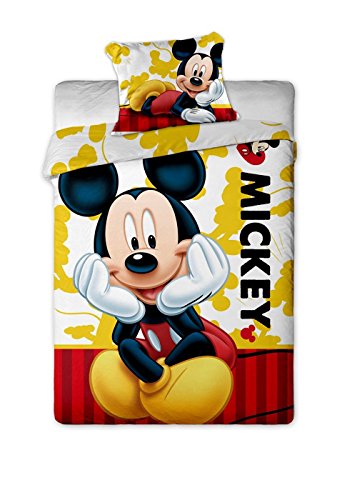 Jerry Fabrics JF0131 Bettwäscheset Mickey 2015, 1x Bettdecke und 1x Kissenhülle, 140 x 200/70 x 90 cm