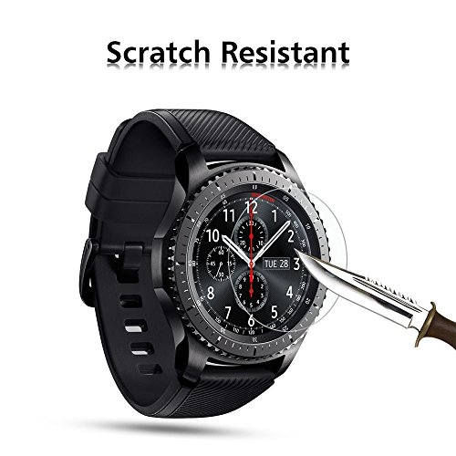 OMOTON Samsung Galaxy Watch 46 mm  Gear S3 Frontier Classic Protector de Pantalla  Cristal Templado con 2 5D Samsung Gear S3  Watch 46mm  9H  3 Unidades 