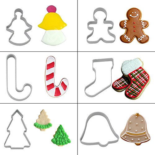 Ausstechformen – Ausstecher auf Karte Weihnachten Starter-Set mit 6 Teile Fondant Auswerfer Stempel Ausstechform aus Aluminium - 3