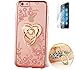 Produktbild Utra-Thin iphone 6s Plus Hülle Silikon Transparent,Iphone 6 Plus Hülle,3D Glitzer Strass ISENPENK® Schutzhülle TPU Case Schutzhülle Silikon Crystal Kirstall Clear Case Durchsichtig Weichem Silikon Handy Gürtel Tasche Muster Pour Apple Iphone 6/6S Plus 5.5 Zoll–[ Diament Liebesringe rose gold] Mit Panzerglas Folie