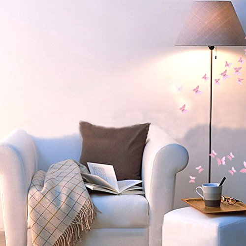 Amybria 12 Stück 3D Schmetterling Aufkleber Kunst Wand Aufkleber Raum Dekorationen Startseite Rosa - 2