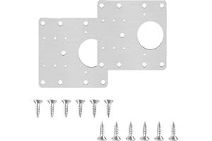 HBINGL 2 PCS Hinge Repair Plate with 12PCS Screws, Stainless Steel Hinge Repair Plate Kit, Kitchen Cabinet Cupboard Door Hinge Repair Brackets with Screws for Kitchen Wood Furniture Drawer Window Door