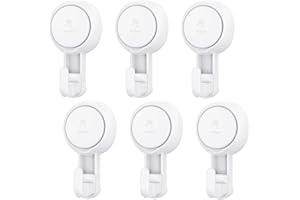 Elegear Suction Cup Hooks for Front Door Bathroom Shower Kitchen Room, 5Kg Heavy Duty Reusable Push Plastic Vacuum Strong Hanging Sucker Hook for Towel Loofah Lock Xmas Wreath, 4 Pack, Cream White
