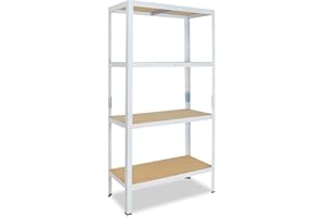 shelfplaza® 180x100x60cm HOME Scaffale metallo per carichi pesanti bianco con 4 ripiani con 175kg capacità di carico/Scaffali in metallo per garage come scaffali per ripostiglio o officina