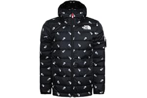 The North Face Ragazzo Giacche Bambini Padded Jacket II Junior Hooded Full Zip All Over Logo Black Winter Coat NPOAZ139UT New