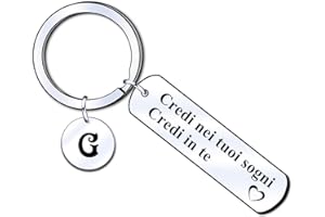ZYMGUO Iniziale Portachiavi Laurea Ispiratore con scritta -Credi nei tuoi sogni,Credi in te- Portachiavi con ciondolo a forma di lettera A-Z per la famiglia e gli amici Laurea regalo