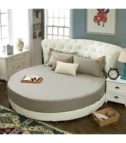 Lenzuolo Con Angoli Per Letto Rotondo - Diametro 2.2m, Tessuto Cotone, Altezza Fino A 20cm, Colore Bianco