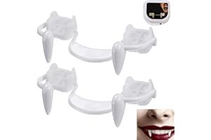 Wedhapy Retractable Vampire Fangs Vampire Teeth Vampire Fangs Vampire Accessories 2 Pieces Telescopic Teeth Fangs Braces Fake Dentures With Halloween Party Fangs