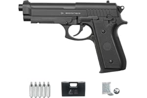 ECOMMUR Pistola de balines Borner 92 | Arma semiautomática Calibre 4,5mm de Bolas de Acero BB's (perdigones BB's) Tipo Beretta 92 + maletín, CO2 y Bolas