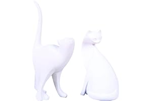 SIMDIM Scultura moderna per soggiorno, scultura, decorazione per soggiorno, statua libreria, decorazione per scaffale, tavolo, ufficio, casa, moderno, sculpture, di gatti, organizzatore (bianco)