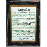 Angeln befreit! Druck Poster A4 Geschenk AnneSvea Typo Deko Angler Fische Rute Verein Anglerheim
