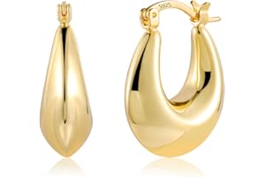 KISSPAT Chunky Gold Silver Hoop Earrings for Women, 14K Gold Large Thick Hoops Hypoallergenic Trendy Lightweight Hoop Earrings Jewelry Gift