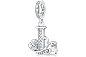 TIZU Cadeau de Saint-Valentin - Lettre A-Z Charms S'adapte au Collier Bracelet Européen,Cadeau pour Femmes Filles Anniversaire