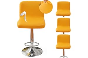 DHAEY – Funda taburete de bar con respaldo de PU impermeable – Funda de taburete alto extensible – Funda para silla de comedor giratoria para cocina bar – Juego de 4 colores amarillo