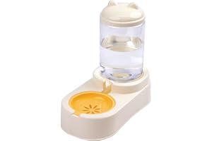 SMELL & SMILE Bebedero Automático por Gravedad para Perros y Gatos Dispensador de Agua Sin BPA Sin Electricidad Antideslizante Fuente de Agua para Mascotas (SOY3474-AMARILLO)