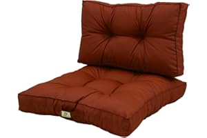 DECO ARTS Coussins pour Salon de Jardin - Coussins extérieur - 50x50 cm - Coussin de Remplacement pour Fauteuil, Banc & Chaise d'extérieur - Imperméable, Confortable & capitonné - Terracotta
