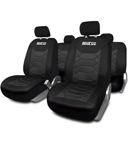 Housses De Siège Auto Rebeca Shop® Pour Peugeot 208 - Set Complet Avant/Arrière - Noir - Fabriqué En Italie - Compatible Airbags