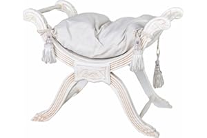 PALAZZO INT Baroque Gondola Stool Louis XV Antique White Shabby Chic - Palazzo Exclusive