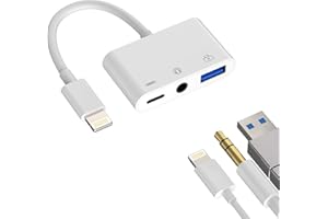 ZOYUZAN Lightning USB Adapter(3in1)3.5mm Kopfhörer AUX Audio Splitter für Apple iPhone14 13 Laden Klinke Charge OTG 3.0 Stick Digitalkamera Card Tastatur Anschluss Buchse USB-A Kartenleser Connector für iPad