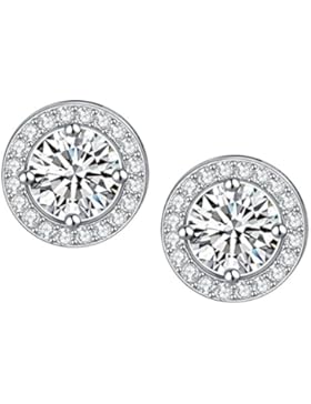 Ohrringe für Damen Silber 925 3A Zirkonia Ohrschmuck für Frau Ohrstecker Mädchen Frau Set Stecker Schmuckset m3crystal...