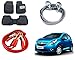 Auto Pearl Premium Quality Car Accessories Combo of Car Floor Foot Mats 4D Black. & Car Heavy Duty Jumper Booster Cables Anti Tangle Copper. & Full Steel Towing Tow Cable 2000kgs 6mm Heavy Duty 4Mtr. RS.2356.00
