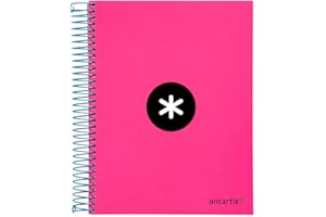 Cuaderno espiral liderpapel a5 micro antartik tapa forrada 120h 100 gr liso con bandas 6 taladros color rosa fluor