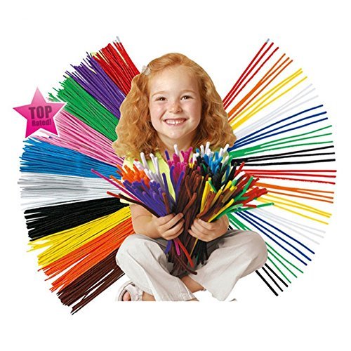 G2PLUS Pfeifenreiniger 150 Stück Chenilledraht 6 MM * 30 CM Biegeplüsch für Kinder zum Basteln und Dekorieren (150 PCS-15 Farben) - 6