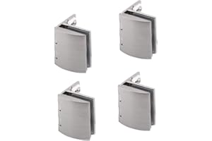 Juego de 4 abrazaderas de vidrio NUZAMAS de 90 grados, ajustable de 8 a 10 mm, bisagra de vidrio con clip para puerta de gabinete de vidrio, vitrina, puerta de armario de vino, montado en la pared