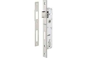 THIRARD - Serratura Infilare a Cilindro per Carpenteria Metallica - Asse 21 mm - Bordi Quadrati - Zincato - Cassa Acciaio - Frontale Inox - Scrocco Lega Nichelata - Controparte Inox - Grigio