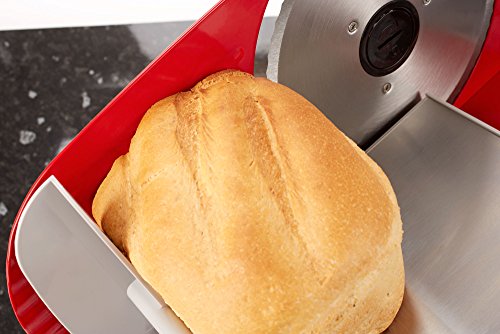Andrew James – Elektrische Präzisions-Aufschnittmaschine Allesschneider in Rot – 19cm Klinge + 2 Extra Klingen für Brot und Fleisch – 2 Jahre Garantie - 3