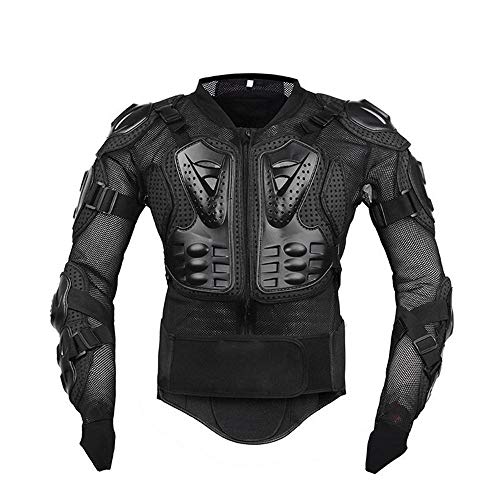 Fastar Chaqueta de Moto,Chaqueta Protectora - Profesional de Motocicleta Protección del Cuerpo Motocross Racing Armadura de Cuerpo Entero Spine Chest (Negro, L)