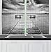 Produktbild KUKUZCOQ Black and White Kitchen Curtains, Old Wooden Pier on The Sea Dramatic Sky Heavy Clouds Rainy Weather, Window Drapes 2 Panel Set for Kitchen Cafe Decor, 57 inch X 41 inch, Black and White