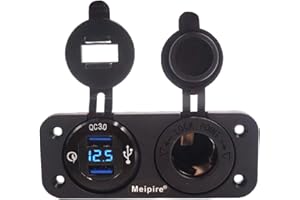 MEIJEEGU Meijegu QC 3.0 panneau de prise USB 12V / 24V, Quick charge 3.0 chargeur de voiture prise intégrée allume - cigare étanche adaptateur usb can pour moto bateau camion caravane ATV (D)