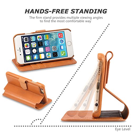 iPhone 6s Case, iPhone 6s Leather Case, SHIELDON [Lifetime Warranty] Folio Leather Wallet Case with [Kickstand] [Card Slots] [Magnetic Closure] Flip Book Cover Case for iPhone 6/6s, Brown (4.7 inch)