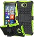 Produktbild ISENPENK Lumia 650 Hülle Outdoor,Lumia 650 Dual Sim Hülle,TPU+PC Schutzhülle,Rüstung Serie Hohe Qualität Schutzhülle Muster Schutz Handy Hülle Case Back Cover Tasche Mit Ständer[Schwarz+Grün]