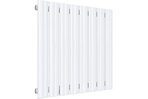 SONNI radiatore termoarreto a parete 630 x 619 x 48 mm, termosifone a soggiorno potenza 420 W, radiatore orizzontale strato singolo da bagno, connessioni centrali G 1/2" - Bianco