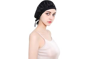 HINATAA Cuffia da notte in 100% seta di gelso, cuffia da donna per la bellezza dei capelli, con fascia elastica per dormire, perdita di capelli, protezione dei capelli